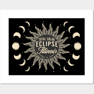 Total Solar Eclipse Illinois USA April 2024 Posters and Art